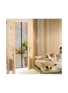 Generic NOG Mosquito Net Screen Magic Mesh Deluxe - أسود - باب شبكي مغناطيسي بدون استخدام اليدين، ستارة شبكية تمنع دخول الحشرات، إطار بخطاف وحلقة، بدون استخدام اليدين، مناسب للحيوانات الأليفة والأطفال  - Image 5