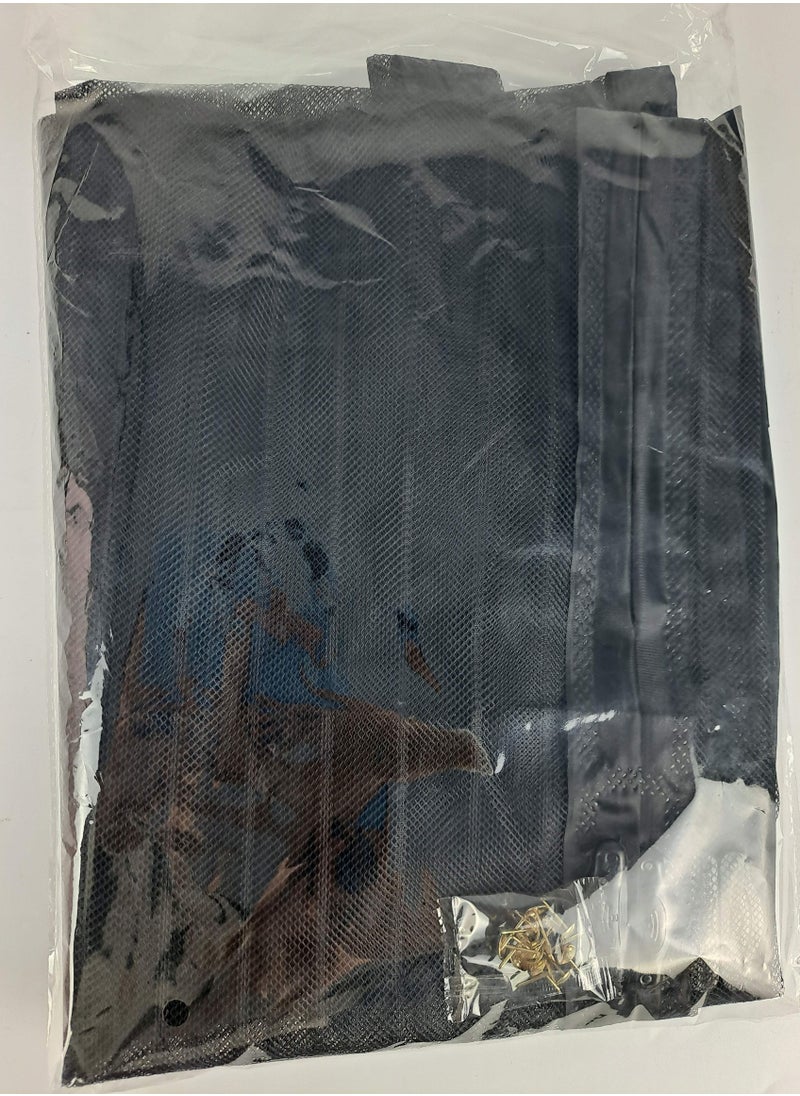 Generic - NOG Mosquito Net Screen Magic Mesh Deluxe - أسود - باب شبكي مغناطيسي بدون استخدام اليدين، ستارة شبكية تمنع دخول الحشرات، إطار بخطاف وحلقة، بدون استخدام اليدين، مناسب للحيوانات الأليفة والأطفال - Image 1