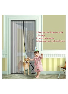 Generic NOG Mosquito Net Screen Magic Mesh Deluxe - أسود - باب شبكي مغناطيسي بدون استخدام اليدين، ستارة شبكية تمنع دخول الحشرات، إطار بخطاف وحلقة، بدون استخدام اليدين، مناسب للحيوانات الأليفة والأطفال  - Image 4