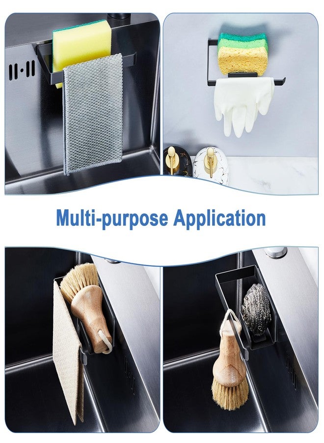 XILIMEN Sponge and Dish Cloth Holder for Kitchen Sink, 2 in 1 Adhesive Sink Dish Sponge Holder, Sinks Caddy Organizer Rack for Storage Sponges Scrubber Glove and Brush, Black - Image 5