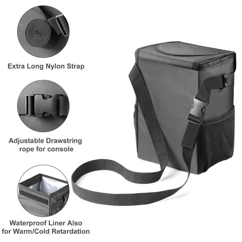 Ryhpez Car Trash Can With Lid - Car Trash Bag Hanging With Storage Pockets Collapsible And Portable Car Garbage Bin - Image 3
