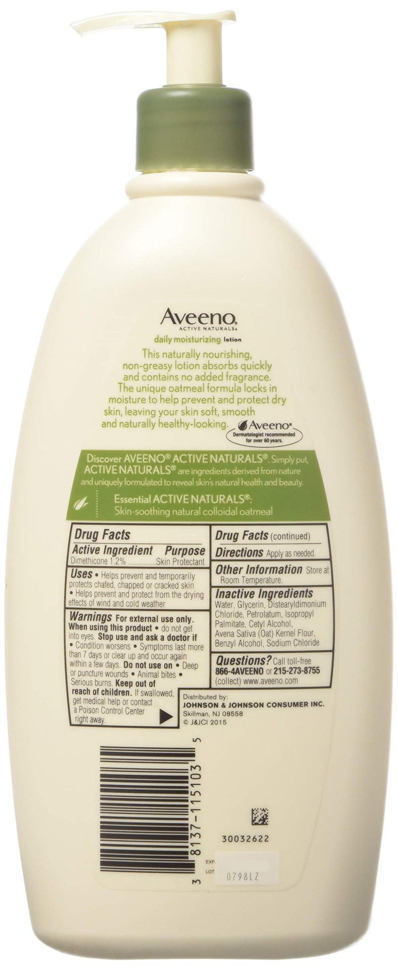 Aveeno Active Naturals Daily Moisturizing Lotion 20 Ounce Pump - Image 2