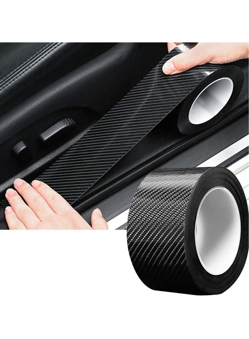 Car Door Edge Guards,Scratch Cover Sill Protector Bumper Protector 5D Carbon Fiber Car Wrap Film Automotive Self-Adhesive Anti-Collision Film Fits for Most Cars (1.2In x 33Ft,Black) - Image 1