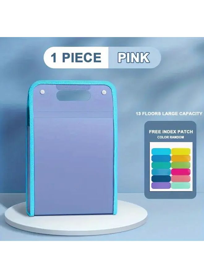 Blue 1pc Large Capacity 13 Layer Vertical File Folder Organizer Heavy Duty PP Plastic Document Binder With A4 Dividers - Image 2
