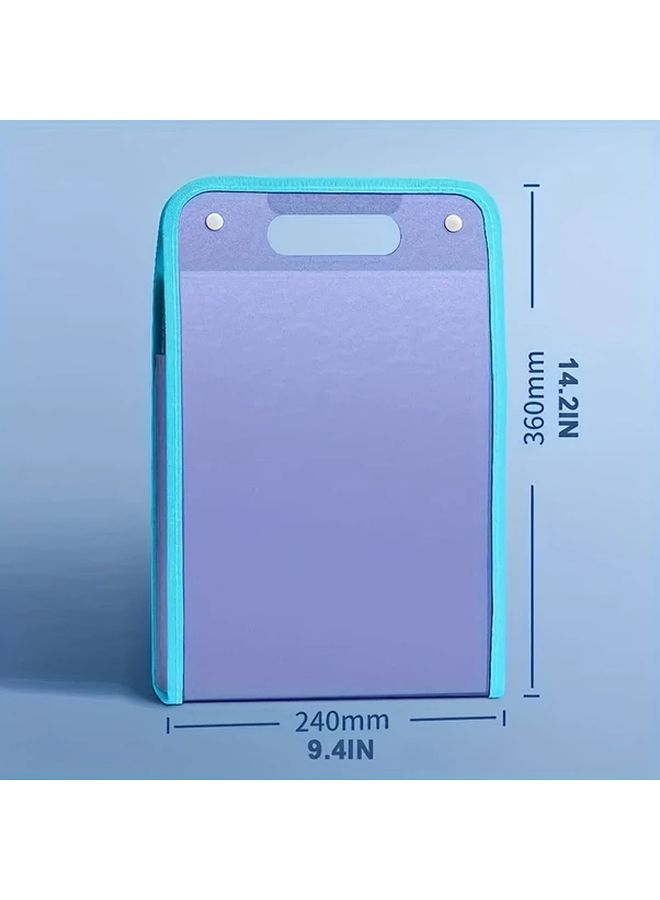 Blue 1pc Large Capacity 13 Layer Vertical File Folder Organizer Heavy Duty PP Plastic Document Binder With A4 Dividers - Image 4
