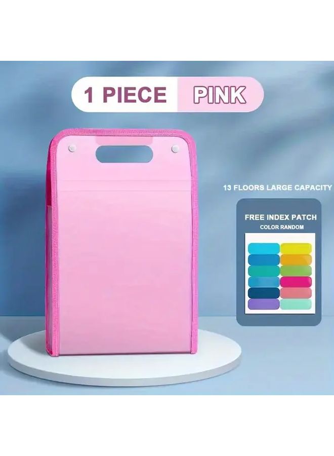 Blue 1pc Large Capacity 13 Layer Vertical File Folder Organizer Heavy Duty PP Plastic Document Binder With A4 Dividers - Image 5