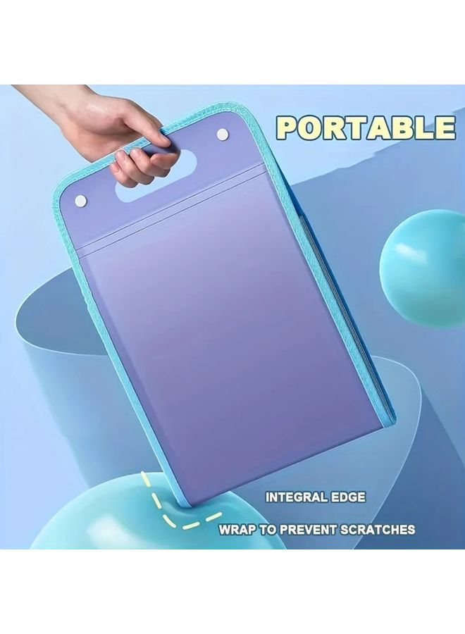 Blue 1pc Large Capacity 13 Layer Vertical File Folder Organizer Heavy Duty PP Plastic Document Binder With A4 Dividers - Image 3