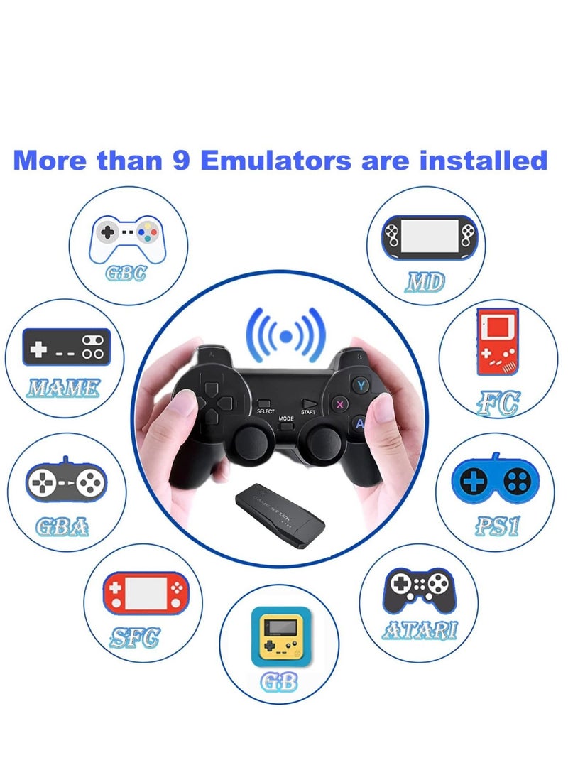 Wireless Retro Game Console Stick 4K HDMI Output Plug and Play Video Game Stick Built in 10000+ Games 9 Classic Emulators with Dual 2.4G Wireless Controllers (64G) - Image 2