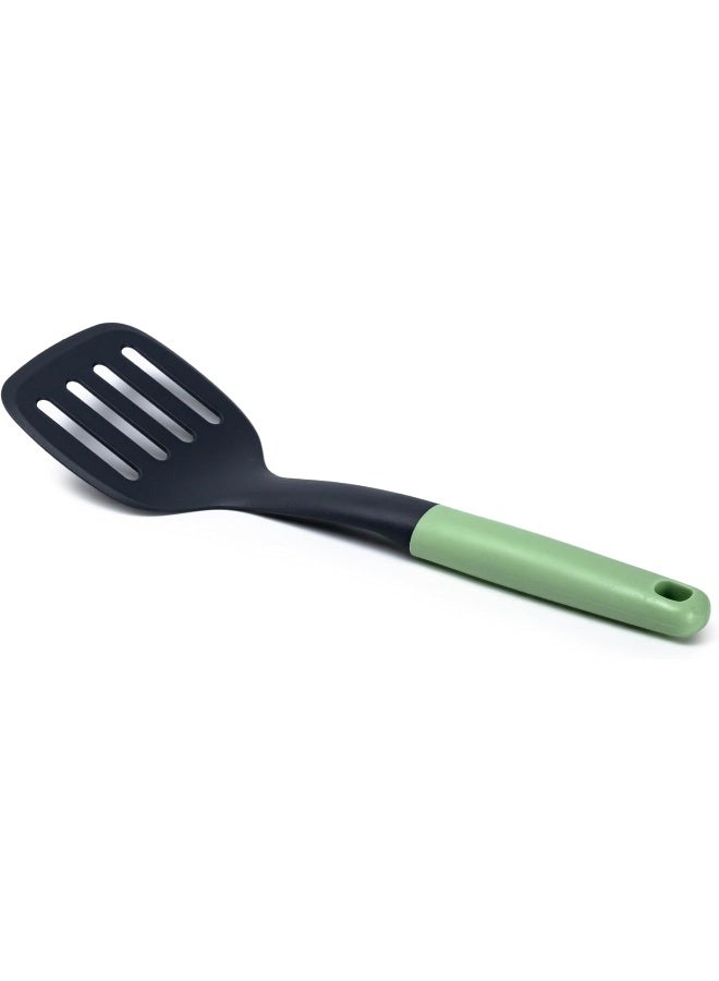 Cuisine Art Pp Handle Nylon Slotted Turner With Hanging Hole, Heat Resistant, Pesto Green - Image 3