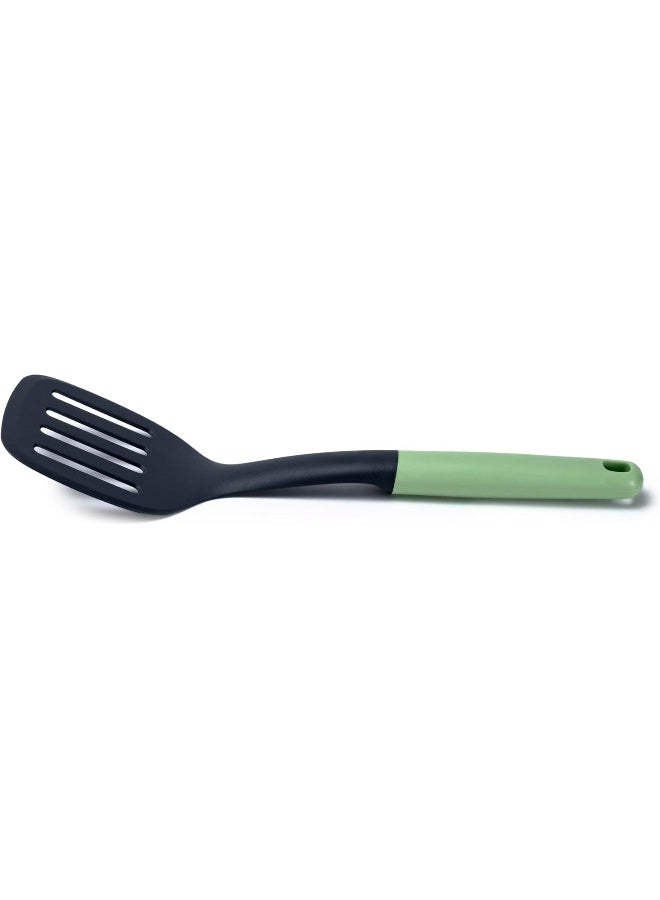 Cuisine Art Pp Handle Nylon Slotted Turner With Hanging Hole, Heat Resistant, Pesto Green - Image 2