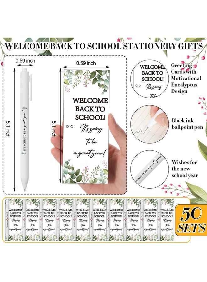 Dunzoom 50 Sets Welcome Back to School Gifts Include Greeting Cards and Inspirational Ballpoint Pens First Day of School Stationery Set for Teachers Students Reward Supplies(Paper,Classic Style) - Image 4
