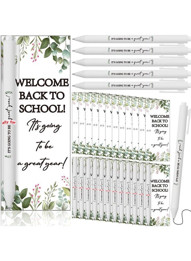 Dunzoom 50 Sets Welcome Back to School Gifts Include Greeting Cards and Inspirational Ballpoint Pens First Day of School Stationery Set for Teachers Students Reward Supplies(Paper,Classic Style) - Image 1