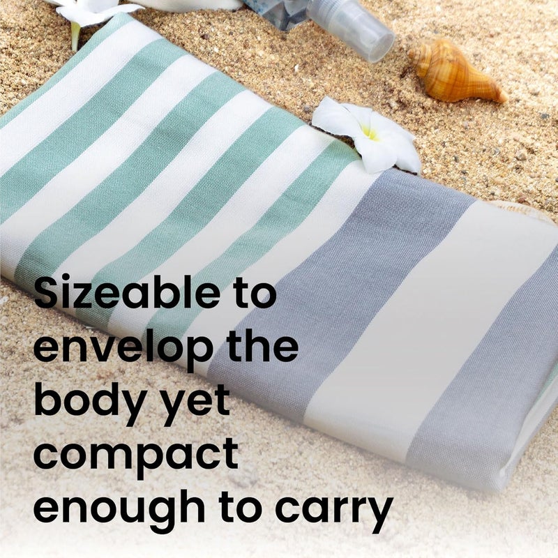 Mush Extra Large Cabana Style Turkish Towel 100 Bamboo Bath Towel 90 x 160 cms Ideal for Beach Bath Pool etc Light GreenGrey BlueDark Green 2 - Image 3