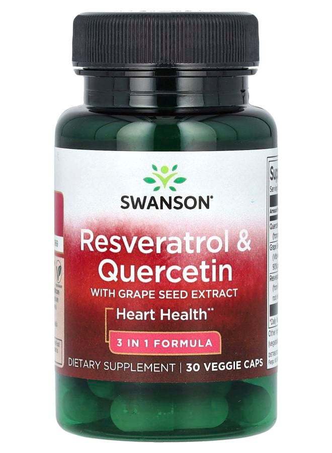 SWANSON Resveratrol & Quercetin with Grape Seed Extract 30 Veggie Caps