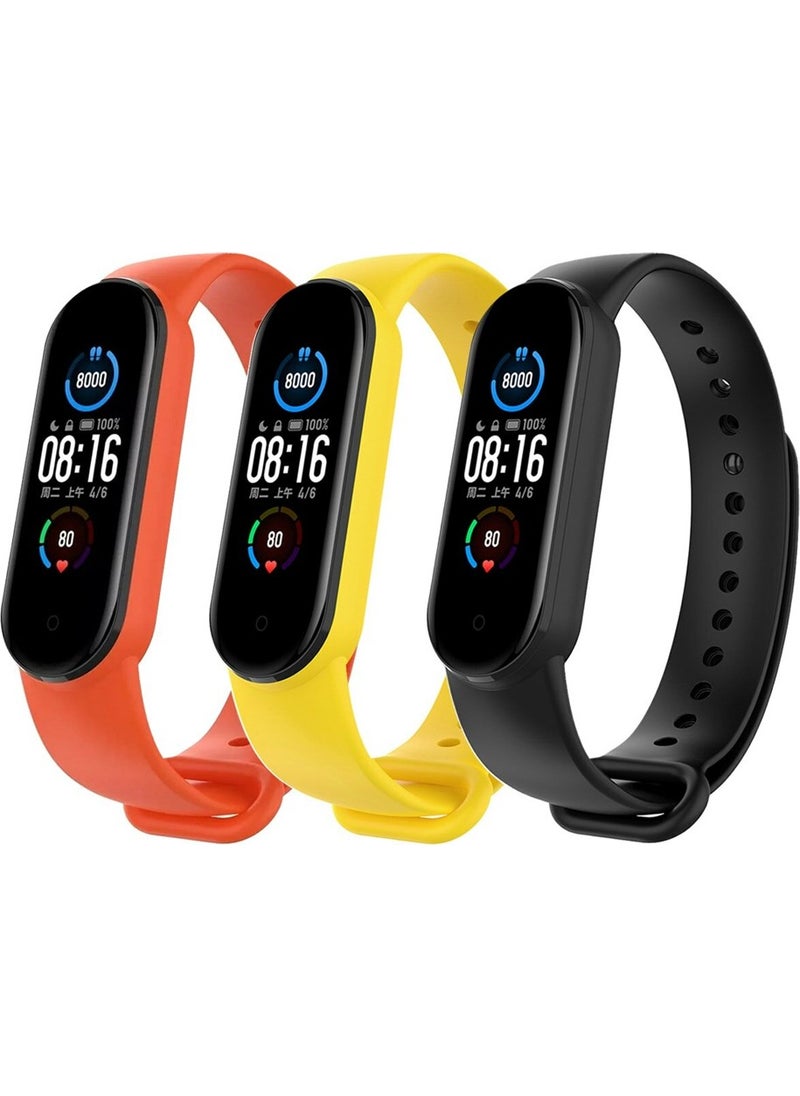 APEXEL Xiaomi Mi Band 5 and 6 Compatible Band Set 3-Piece - Orange / Black / Yellow 