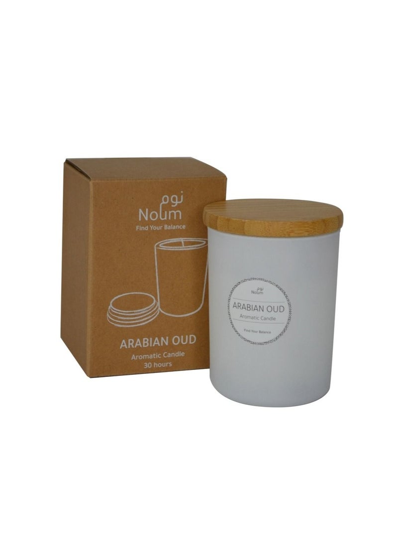 Eco-neutral Premium scented candles for home, Oud Scented Candles Gift set in glass jar with Bamboo Lid bath body works gift set for women (White) - Image 3