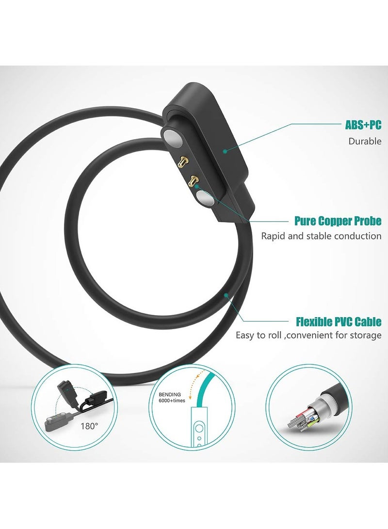 Magnetic Charger Cable Compatible with Haylou Solar LS05/RT LS05S/RT2 LS10/RS4 LS12/RS4 LS16,YAMAY SW022,AGPTEK LW11,USB 2 Pins 4mm 0.16inch Charging Cable 60cm 1.96ft - Image 2