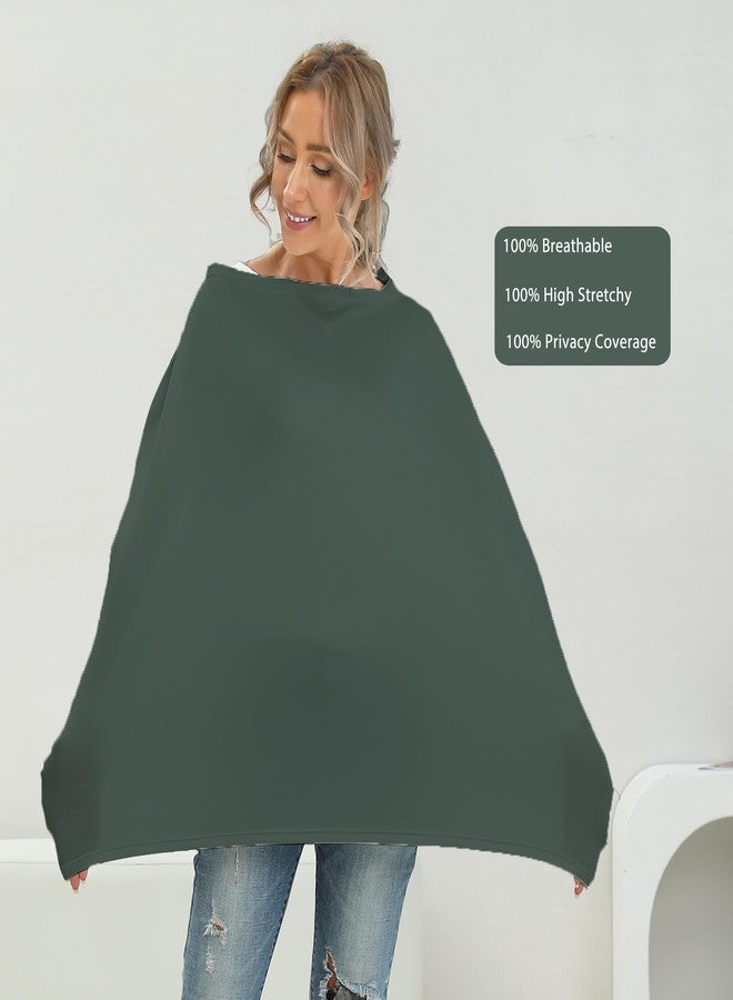 MeetJoy Breathable Car Seat Cover for Babies – Multi-Purpose Soft Rayon Nursing Cover for Breastfeeding, High Stretchy Infant Carseat Canopy, Stroller Cover (Smooth Rayon, Roman Green) - Image 3