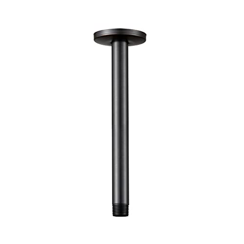 OFFO Shower Arm with Flange, 10 in Oil Rubbed Bronze Ceiling Mount Replacement Rain Shower Head Straight Arm Ceiling-Mounted For Fixed Shower Head & High Pressure Rain - Image 1