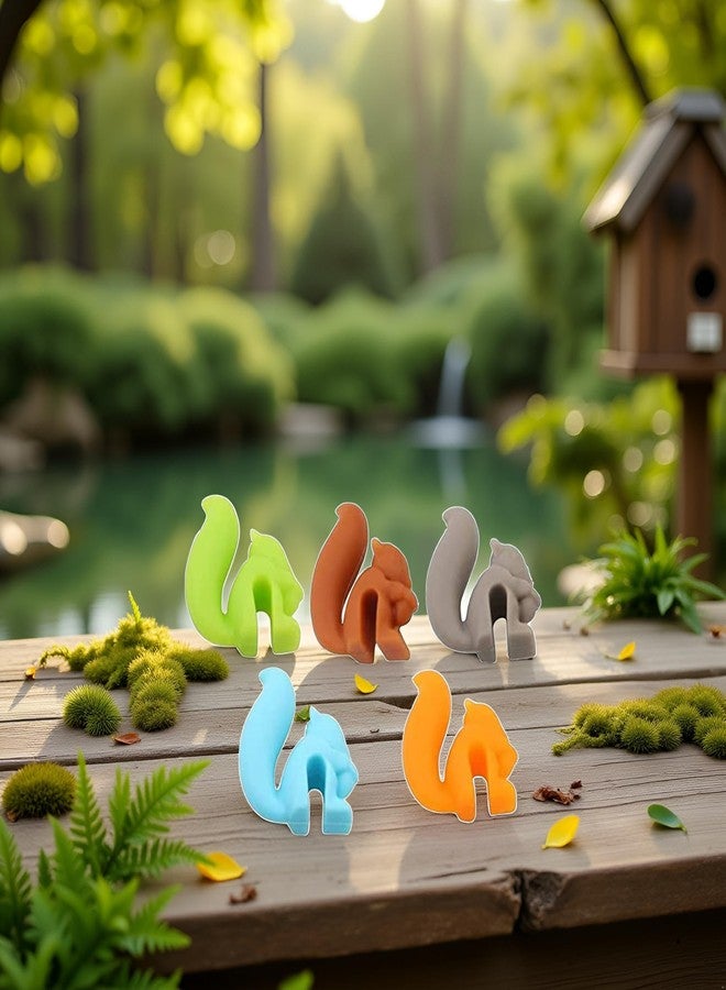 WaigN 5 Pcs Colorful Cute Squirrel Shape Silicone Tea Bag Holder Cup, Squirrel Drink Markers, Tea Bag Holder for Cup Hanging Tool Mug Candy Colors Gift Set, Tea Bag Coasters - Image 4