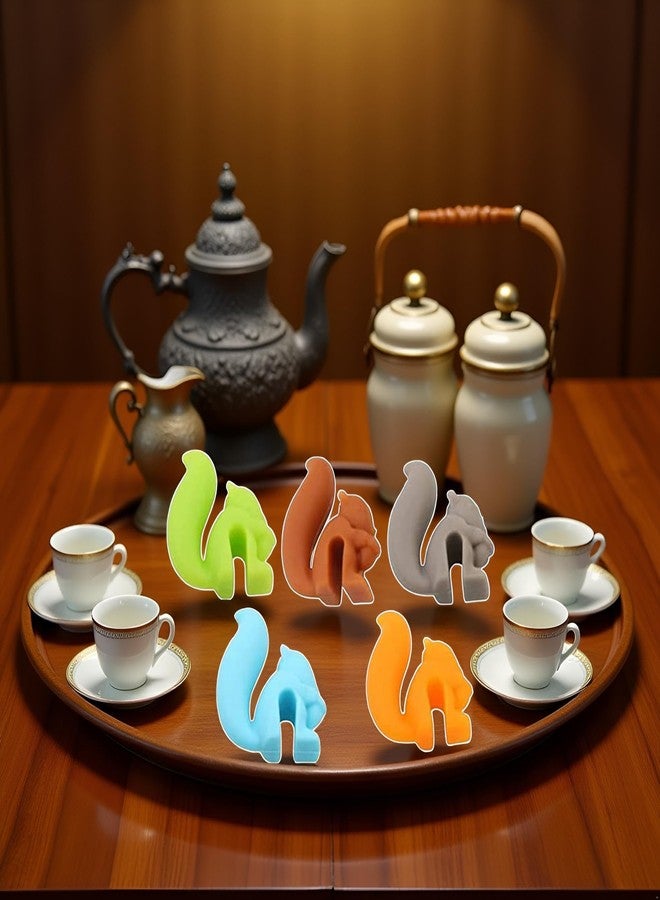 WaigN 5 Pcs Colorful Cute Squirrel Shape Silicone Tea Bag Holder Cup, Squirrel Drink Markers, Tea Bag Holder for Cup Hanging Tool Mug Candy Colors Gift Set, Tea Bag Coasters - Image 3