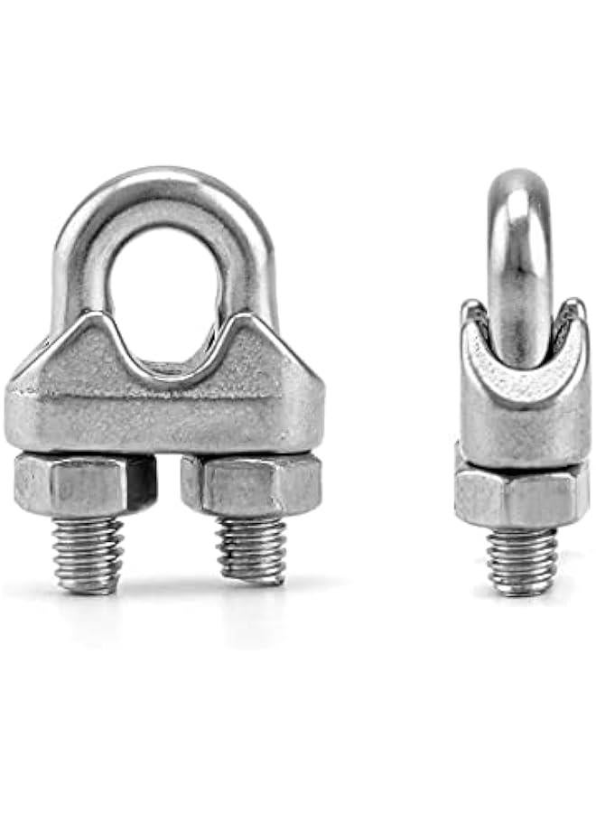 Arabest 1/4 Wire Rope Clamp Clip M6, 50 Pack Large U Bolt Saddle Guy Fastener, 304 Stainless Steel Fastener Cable Clamps, Connect 2 Layers of Wire to Form a Loop  - Image 2