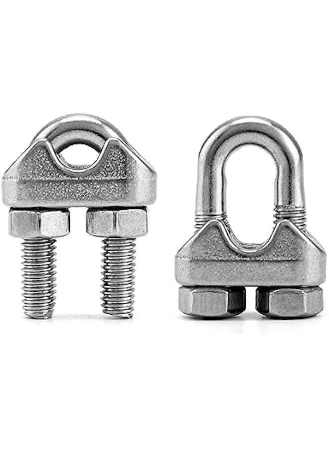 Arabest 1/4 Wire Rope Clamp Clip M6, 50 Pack Large U Bolt Saddle Guy Fastener, 304 Stainless Steel Fastener Cable Clamps, Connect 2 Layers of Wire to Form a Loop  - Image 3