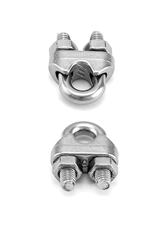Arabest 1/4 Wire Rope Clamp Clip M6, 50 Pack Large U Bolt Saddle Guy Fastener, 304 Stainless Steel Fastener Cable Clamps, Connect 2 Layers of Wire to Form a Loop  - Image 4