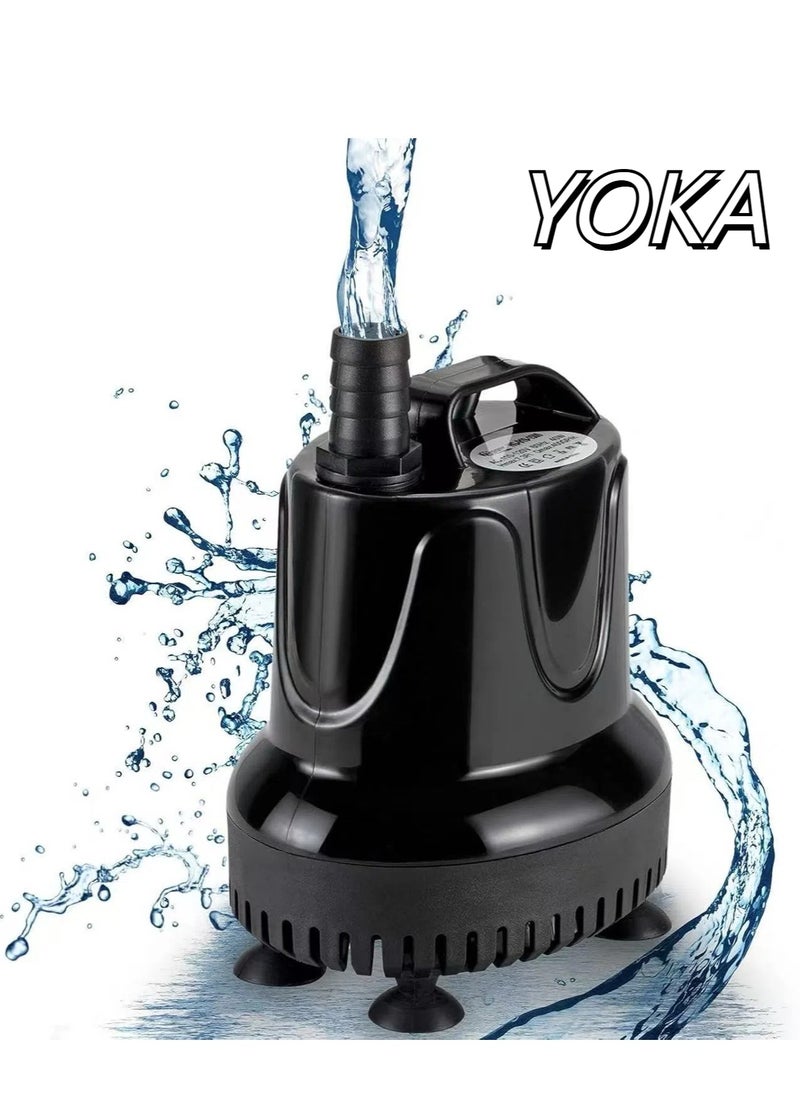 YOKA Submersible Water Pump, 2500L/H 60W Ultra-Quiet Fountain Water Pump, Bottom Pumping Aquarium Pump with 48 Hours Anti Dry Burning, 3m High Lift and 3 Nozzles for Fish Tank Pond Pool Garden  - Image 1