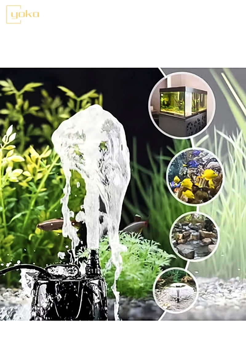 يوكا مضخة ماء غاطسة، 2500 لتر/ساعة، 60 واط، مضخة ماء نافورة فائقة الهدوء، مضخة أكواريوم بضخ من القاع مع حماية من الحرق الجاف لمدة 48 ساعة، ارتفاع رفع 3 أمتار و3 فوهات لحوض السمك، البركة، الحوض، الحديقة - Image 4