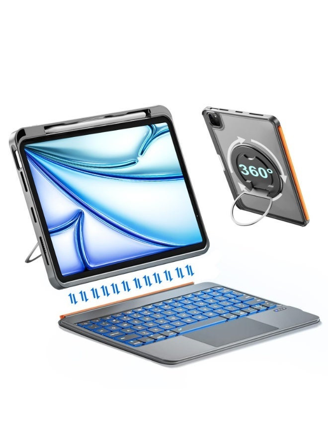 Magic Trackpad Keyboard Case for iPad (A16) 11th 11 inch 2025/10th 10.9 inch 2022/iPad Air 11 inch(M3/M2) 2025/2024,iPad Air 5th 10.9 Inch (2022)/Air 4th 10.9 Inch (2020) iPad Pro 11 inch (2022/2021/2020/2018) Flex Magnetic 360 Rotatable Stand Detachable Keyboard with Trackpad,RGB Backlit Keys,Adjustable Stand Back with Pencil Holder Slim Cover for iPad 11th/10th/Air 11-inch M3/M2 & iPad Pro 11 (1st/2nd/3rd/4th) & iPad Air 5/4