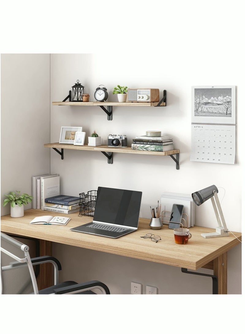 Forest Home Floating Shelves Rustic Wood Shelves 4 Sets of Wall Mounted Shelf for Bathroom Decor Bedroom Living Room and Plants - Image 2