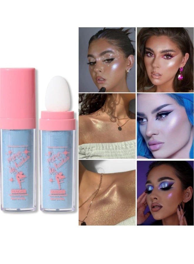 Generic 3 Colors Body Glitter Highlighter Powder Stick, Body Face Glitter Powder Stick, High Gloss Fairy Glitter, Sparkle Patting Powder for Face Eyes Lips Hair Body - Image 4