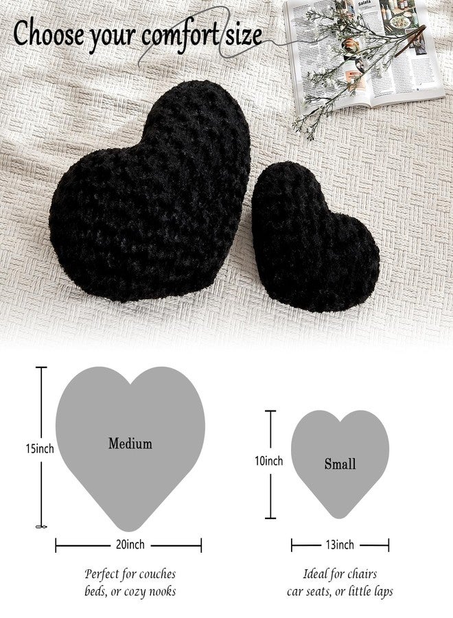IREMATE Heart Pillow Black Throw Pillows, Soft and Fluffy Decorative Pillows for Bed Couch Chair, Cute Heart Shaped Room Decor for Valentine Anniversary Birthday Halloween Christmas (Small, 13"x10") - Image 4