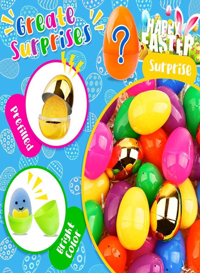 Adisher [ 6 Surprise Golden Eggs ] 100 PACK Prefilled Easter Egg Fillers, Easter Basket Stuffers Egg Hunt with Toys Goodie Bags Stuffers Party Favors Classroom Prize Supplies for Kids - Image 5