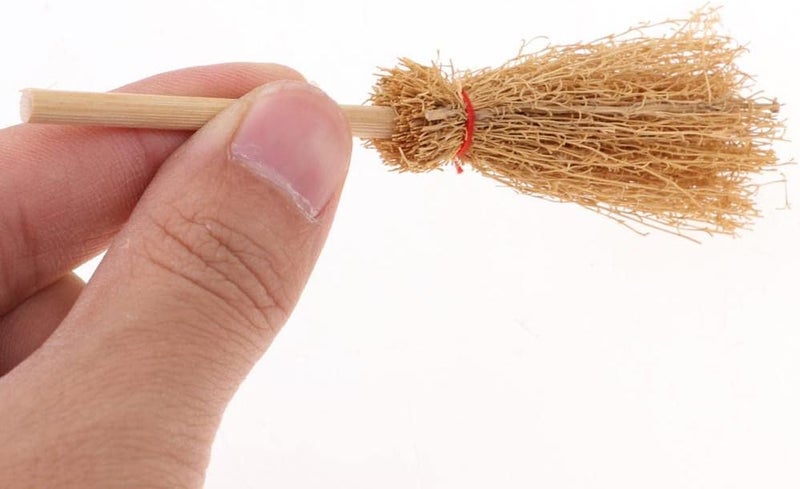 klarako Pack of 10pcs Miniature Wood Broom for 1/12 Doll House Room Scenes Ornaments, Realistic Model Crafts - Image 5
