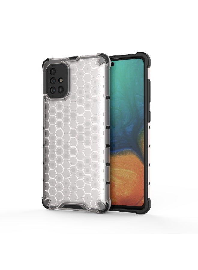 Case For Samsung Galaxy A71 4G   , -   Brushed Dual Protective Shockproof Case - With Ultra Protection For Camera - Black Edges Transparent Beehive Back - Image 1