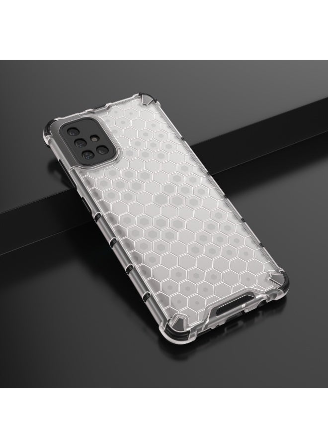 Case For Samsung Galaxy A71 4G   , -   Brushed Dual Protective Shockproof Case - With Ultra Protection For Camera - Black Edges Transparent Beehive Back - Image 2