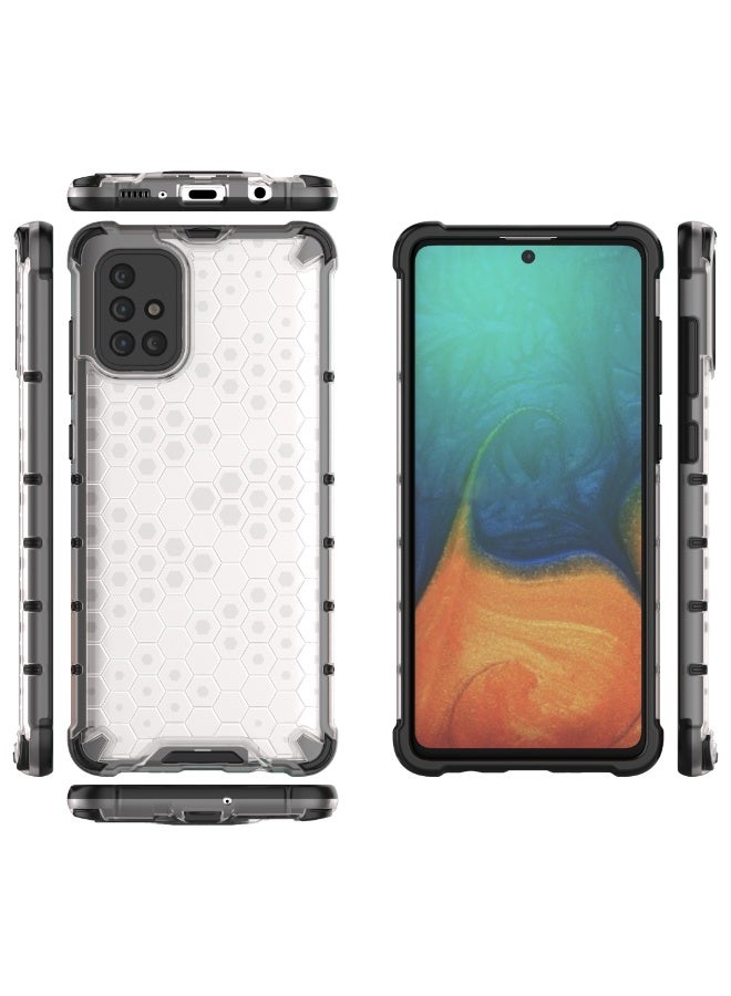 Case For Samsung Galaxy A71 4G   , -   Brushed Dual Protective Shockproof Case - With Ultra Protection For Camera - Black Edges Transparent Beehive Back - Image 3