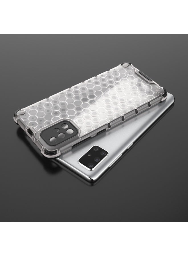 Case For Samsung Galaxy A71 4G   , -   Brushed Dual Protective Shockproof Case - With Ultra Protection For Camera - Black Edges Transparent Beehive Back - Image 4