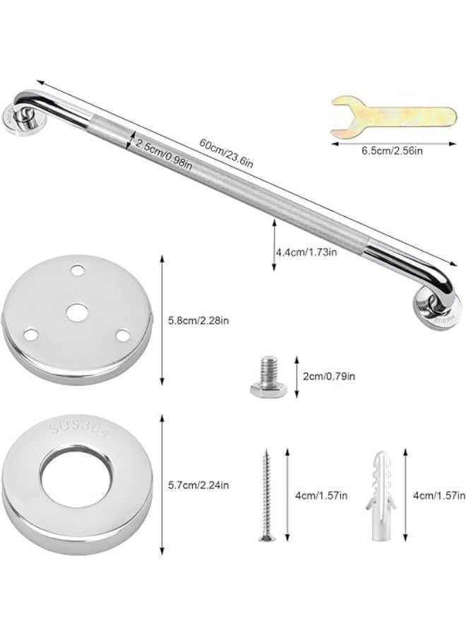 2Pack Bathroom Grab Bars Handle, 60cm Anti Slip Grab Bars, Chrome SUS 304 Stainless Steel,Safety Hand Rail Support, Grab Bars for Senior Handicap Elderly Injury - Image 2