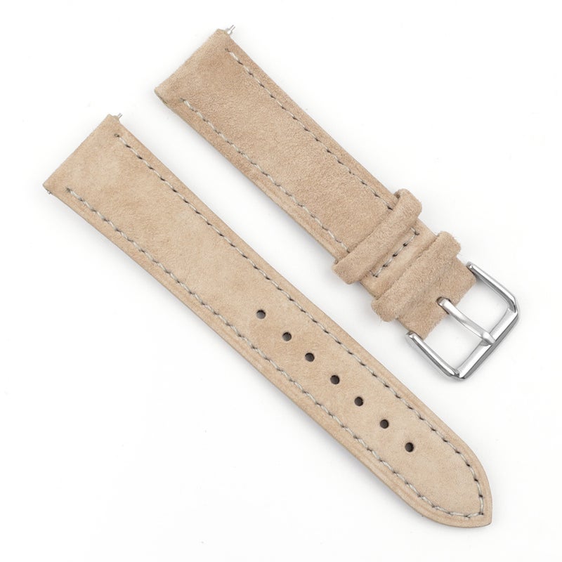 Generic Suede Watchband Suede Leather Bottom Soft Leather Universal Casual Quick Detach Frosted Vintage Watch Chain Belt Universal Beige 