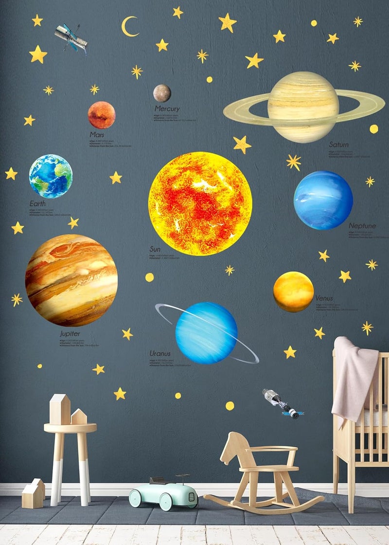 DECOWALL DS92007 Solar System Kids Wall Stickers Wall Decals Peel and Stick Removable Wall Stickers for Kids Nursery Bedroom Living Room dcor - Image 1