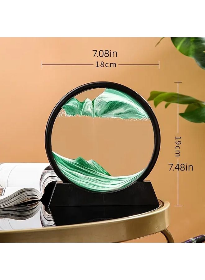 Small Green Modern Timer Sand Art Decor Tabletop Accent For Home Office Relax - Image 1