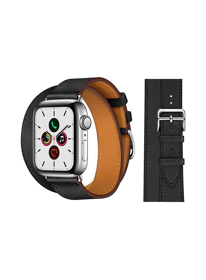 NIBEMINENT Double Tour Replacement Band For Apple Watch Series 5/4/3/2/1 Black