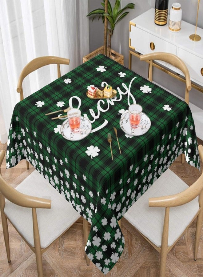 Aytipun St Patricks Day Plaid Tablecloth Square 52x52 Inch White Green Black Buffalo Checker Lucky Clover Decorative Table Cloth Saint Patrick Holiday Farmhouse for Indoor Party Kitchen Dinner Picnic Decor - Image 2