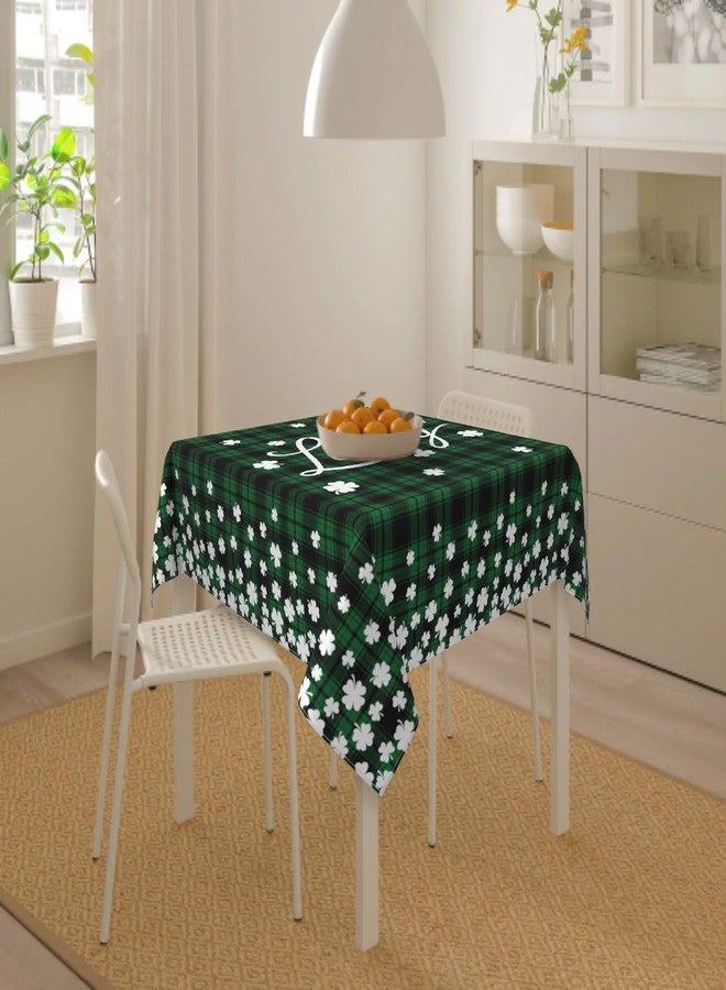 Aytipun St Patricks Day Plaid Tablecloth Square 52x52 Inch White Green Black Buffalo Checker Lucky Clover Decorative Table Cloth Saint Patrick Holiday Farmhouse for Indoor Party Kitchen Dinner Picnic Decor - Image 5