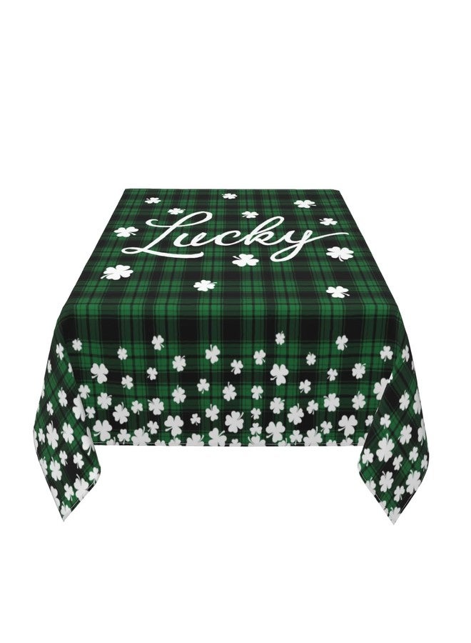 Aytipun St Patricks Day Plaid Tablecloth Square 52x52 Inch White Green Black Buffalo Checker Lucky Clover Decorative Table Cloth Saint Patrick Holiday Farmhouse for Indoor Party Kitchen Dinner Picnic Decor - Image 3