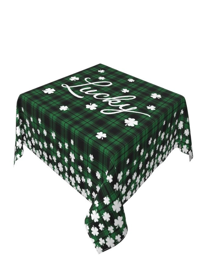 Aytipun St Patricks Day Plaid Tablecloth Square 52x52 Inch White Green Black Buffalo Checker Lucky Clover Decorative Table Cloth Saint Patrick Holiday Farmhouse for Indoor Party Kitchen Dinner Picnic Decor - Image 1