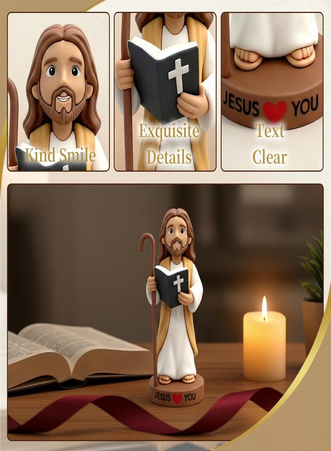 Framad 4" Mini Jesus Figures, Small Jesus Loves You Car Decor Figurines, Gifts Teens Christmas Easter Egg Stuffers Fillers - Image 3